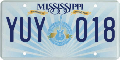 MS license plate YUY018