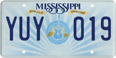 MS license plate YUY019