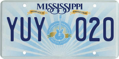 MS license plate YUY020