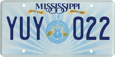 MS license plate YUY022