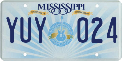 MS license plate YUY024