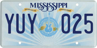 MS license plate YUY025