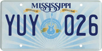 MS license plate YUY026