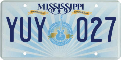 MS license plate YUY027