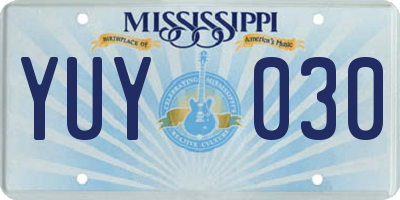 MS license plate YUY030