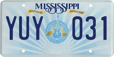 MS license plate YUY031
