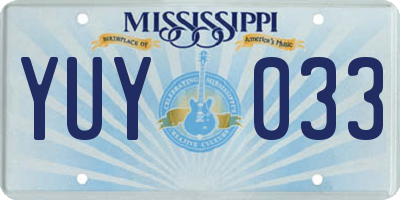 MS license plate YUY033