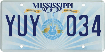 MS license plate YUY034