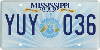 MS license plate YUY036