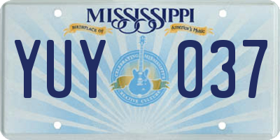 MS license plate YUY037
