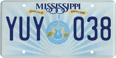 MS license plate YUY038