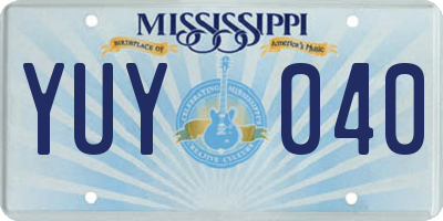 MS license plate YUY040