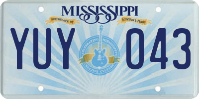 MS license plate YUY043