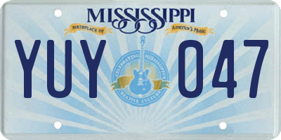 MS license plate YUY047