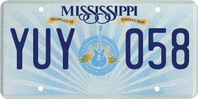 MS license plate YUY058