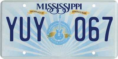 MS license plate YUY067