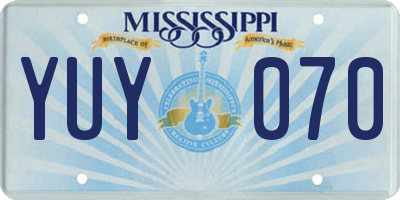 MS license plate YUY070