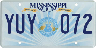 MS license plate YUY072