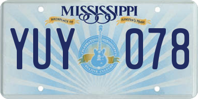 MS license plate YUY078