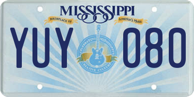 MS license plate YUY080