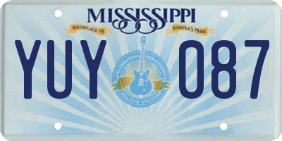 MS license plate YUY087