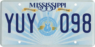 MS license plate YUY098