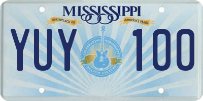 MS license plate YUY100