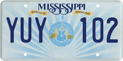 MS license plate YUY102