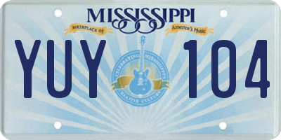 MS license plate YUY104