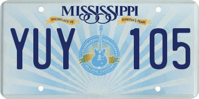 MS license plate YUY105