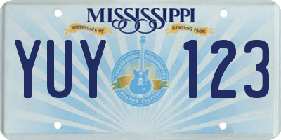 MS license plate YUY123