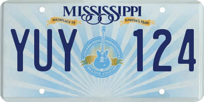 MS license plate YUY124