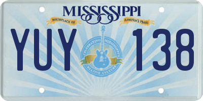 MS license plate YUY138