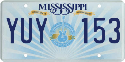 MS license plate YUY153