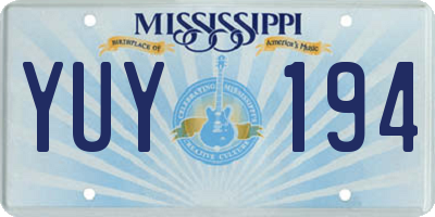 MS license plate YUY194