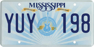 MS license plate YUY198