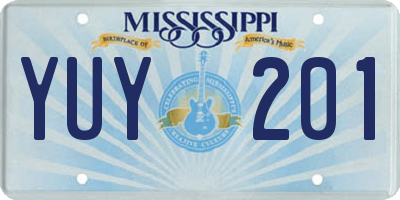 MS license plate YUY201