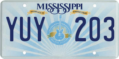 MS license plate YUY203