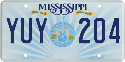 MS license plate YUY204