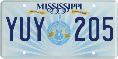 MS license plate YUY205