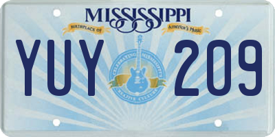 MS license plate YUY209