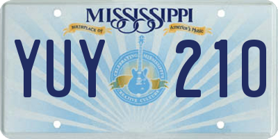 MS license plate YUY210