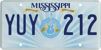 MS license plate YUY212