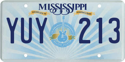 MS license plate YUY213