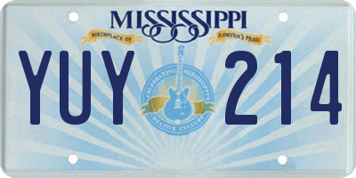 MS license plate YUY214
