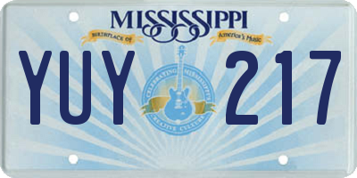MS license plate YUY217