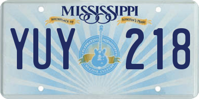 MS license plate YUY218