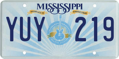 MS license plate YUY219