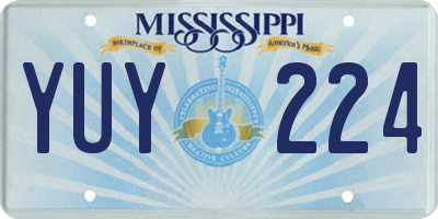 MS license plate YUY224