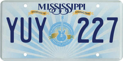 MS license plate YUY227